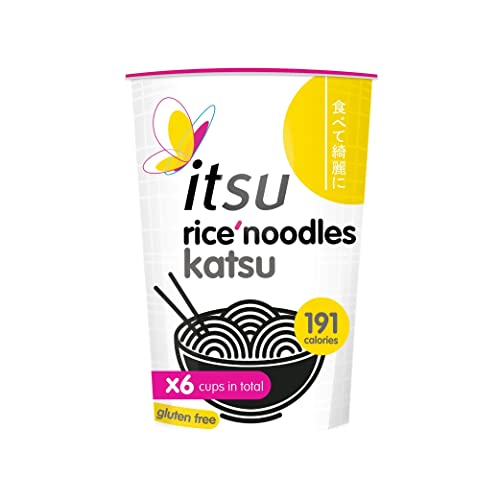 Itsu Chilli Miso Flavour Rice Noodles | Instant Rice Noodles Multipack Cup | 1 Count (Pack of 6) | Gluten - Free