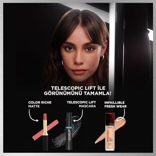 L'Oréal Paris Telescopic Mascara, Long-Lasting 36H Lift, Visible Lash Length Up to +5mm*, No Clumping & No Smudging & No Flaking, Telescopic Lift, Black