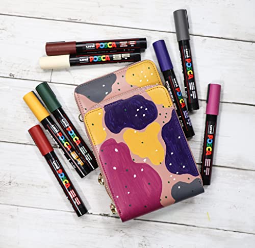 POSCA PC-1M Water Based Permanent Marker Paint Pens. Extra Fine Tip for Art & Crafts. Multi Surface Use On Wood Metal Paper Canvas Cardboard Glass Fabric Ceramic Rock Stone Pebble Porcelain. Set of 8