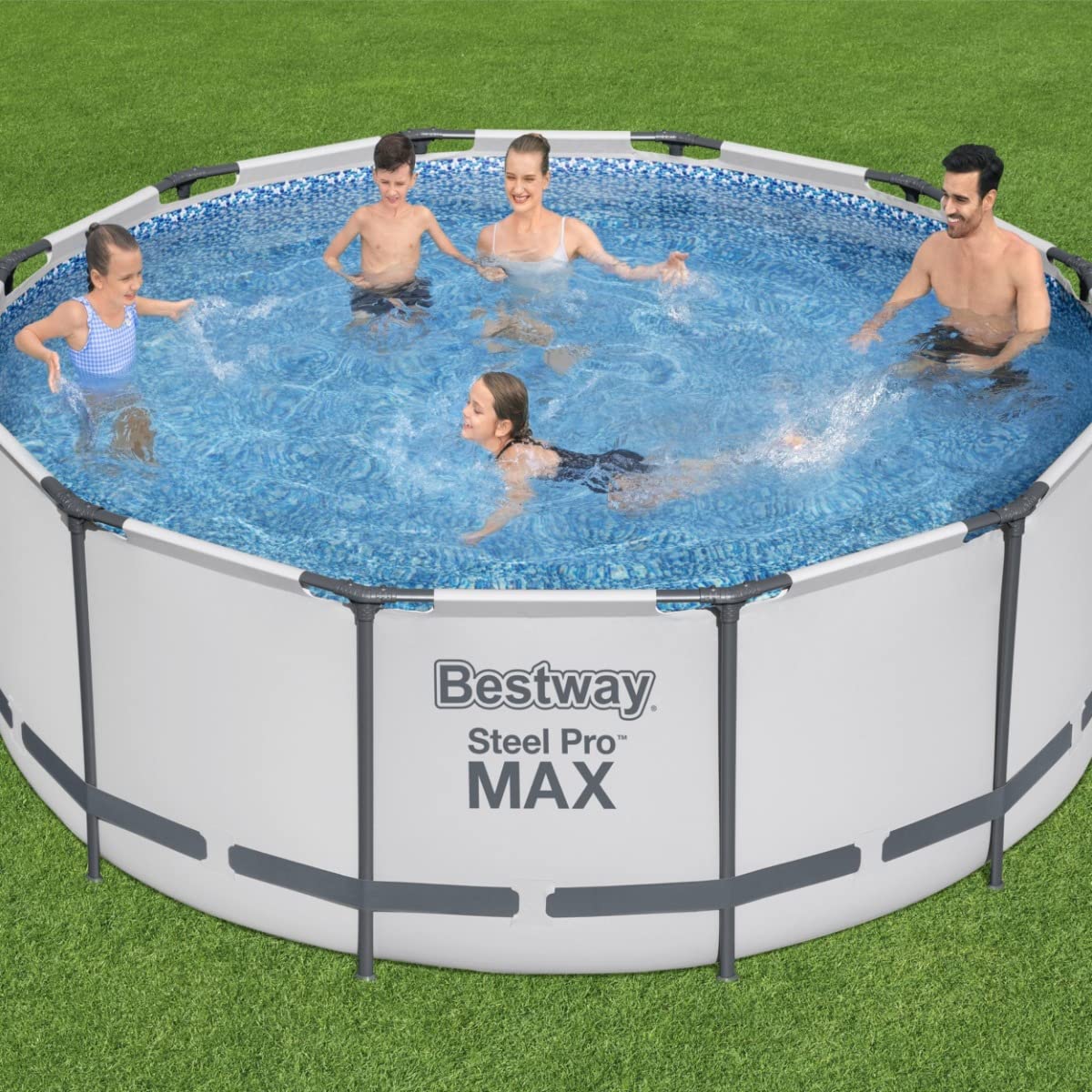 Bestway Steel Pro Max | Round Frame Swimming Pool with Filter Pump, Above Ground Frame Pools, Grey, 10β