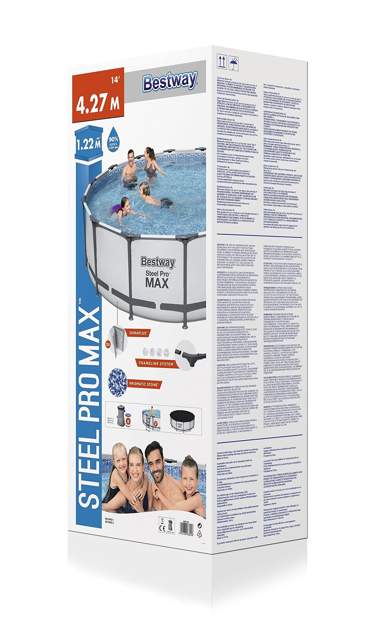 Bestway Steel Pro Max | Round Frame Swimming Pool with Filter Pump, Above Ground Frame Pools, Grey, 10β