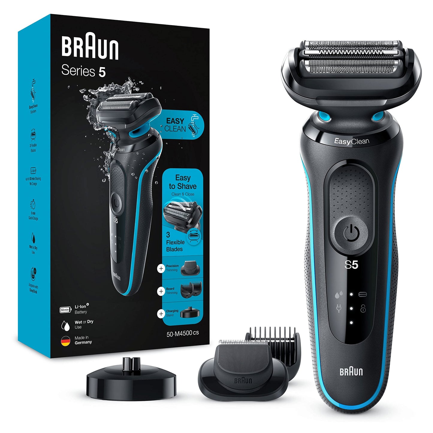 Braun Series 5 Electric Shaver Replacement Head, Easily Attach Your New Shaver Head, Compatible With All New Generation Series 5/6 Electric Shavers, 53B, Black