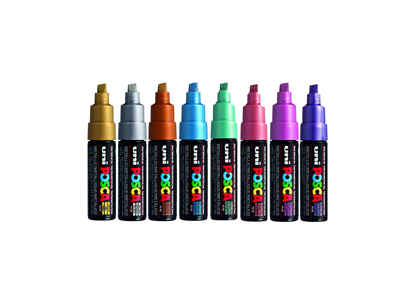 POSCA PC-1M Water Based Permanent Marker Paint Pens. Extra Fine Tip for Art & Crafts. Multi Surface Use On Wood Metal Paper Canvas Cardboard Glass Fabric Ceramic Rock Stone Pebble Porcelain. Set of 8