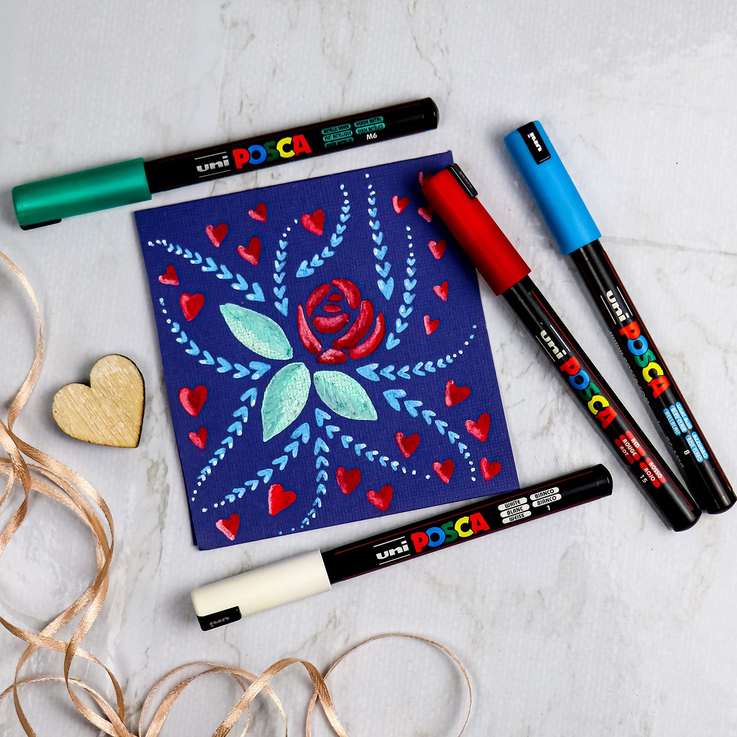 POSCA PC-1M Water Based Permanent Marker Paint Pens. Extra Fine Tip for Art & Crafts. Multi Surface Use On Wood Metal Paper Canvas Cardboard Glass Fabric Ceramic Rock Stone Pebble Porcelain. Set of 8