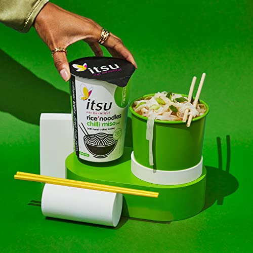 Itsu Chilli Miso Flavour Rice Noodles | Instant Rice Noodles Multipack Cup | 1 Count (Pack of 6) | Gluten - Free