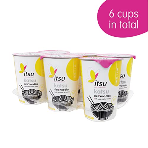 Itsu Chilli Miso Flavour Rice Noodles | Instant Rice Noodles Multipack Cup | 1 Count (Pack of 6) | Gluten - Free