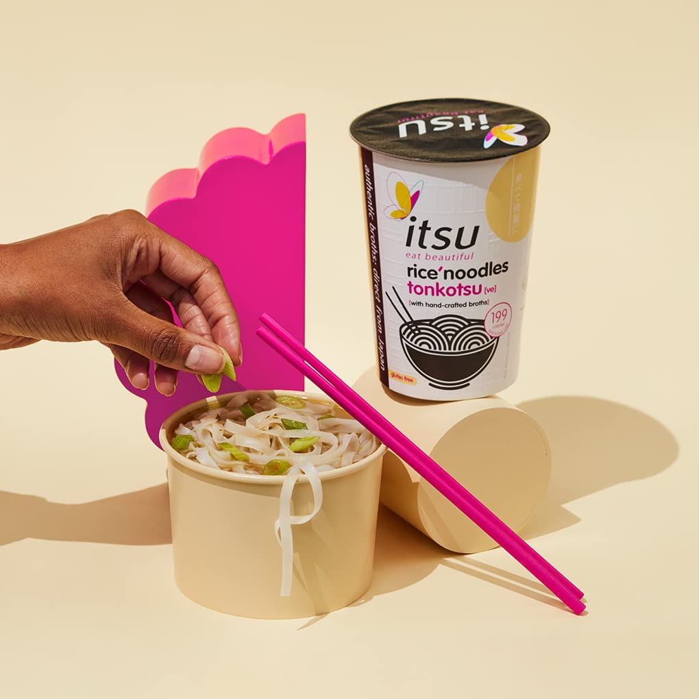 Itsu Chilli Miso Flavour Rice Noodles | Instant Rice Noodles Multipack Cup | 1 Count (Pack of 6) | Gluten - Free