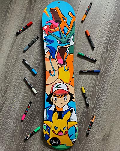 POSCA PC-1M Water Based Permanent Marker Paint Pens. Extra Fine Tip for Art & Crafts. Multi Surface Use On Wood Metal Paper Canvas Cardboard Glass Fabric Ceramic Rock Stone Pebble Porcelain. Set of 8