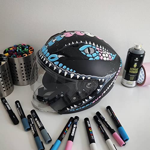 POSCA PC-1M Water Based Permanent Marker Paint Pens. Extra Fine Tip for Art & Crafts. Multi Surface Use On Wood Metal Paper Canvas Cardboard Glass Fabric Ceramic Rock Stone Pebble Porcelain. Set of 8