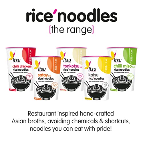 Itsu Chilli Miso Flavour Rice Noodles | Instant Rice Noodles Multipack Cup | 1 Count (Pack of 6) | Gluten - Free
