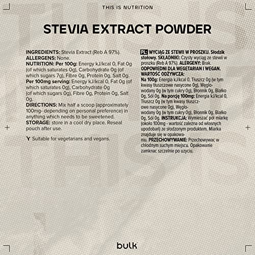 Bulk Stevia Extract Powder, 25 g, 250 Servings, Packaging May Vary