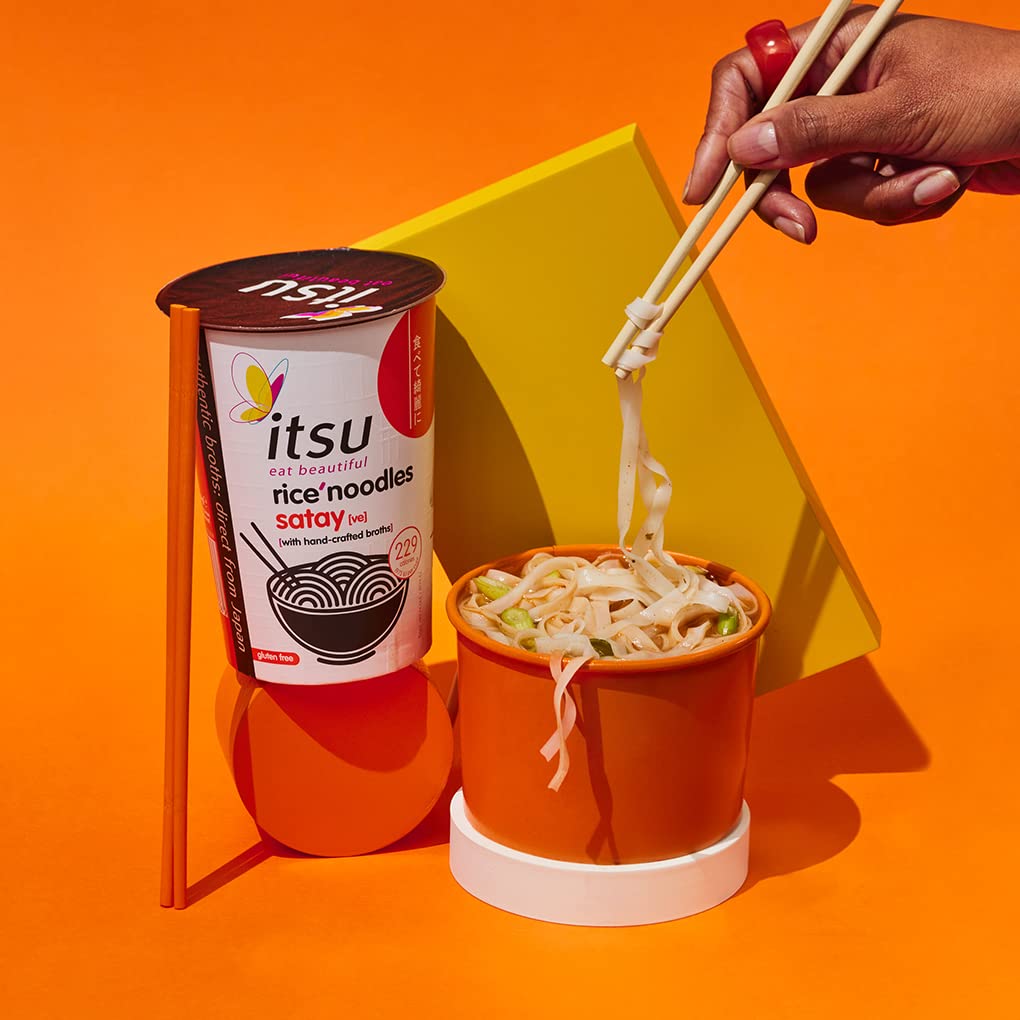Itsu Chilli Miso Flavour Rice Noodles | Instant Rice Noodles Multipack Cup | 1 Count (Pack of 6) | Gluten - Free