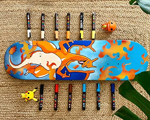 POSCA PC-1M Water Based Permanent Marker Paint Pens. Extra Fine Tip for Art & Crafts. Multi Surface Use On Wood Metal Paper Canvas Cardboard Glass Fabric Ceramic Rock Stone Pebble Porcelain. Set of 8