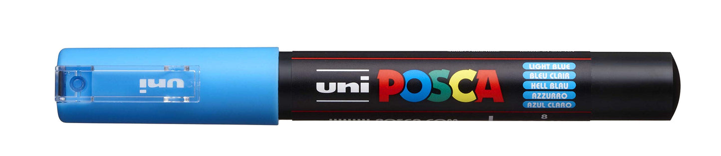 POSCA PC-1M Water Based Permanent Marker Paint Pens. Extra Fine Tip for Art & Crafts. Multi Surface Use On Wood Metal Paper Canvas Cardboard Glass Fabric Ceramic Rock Stone Pebble Porcelain. Set of 8