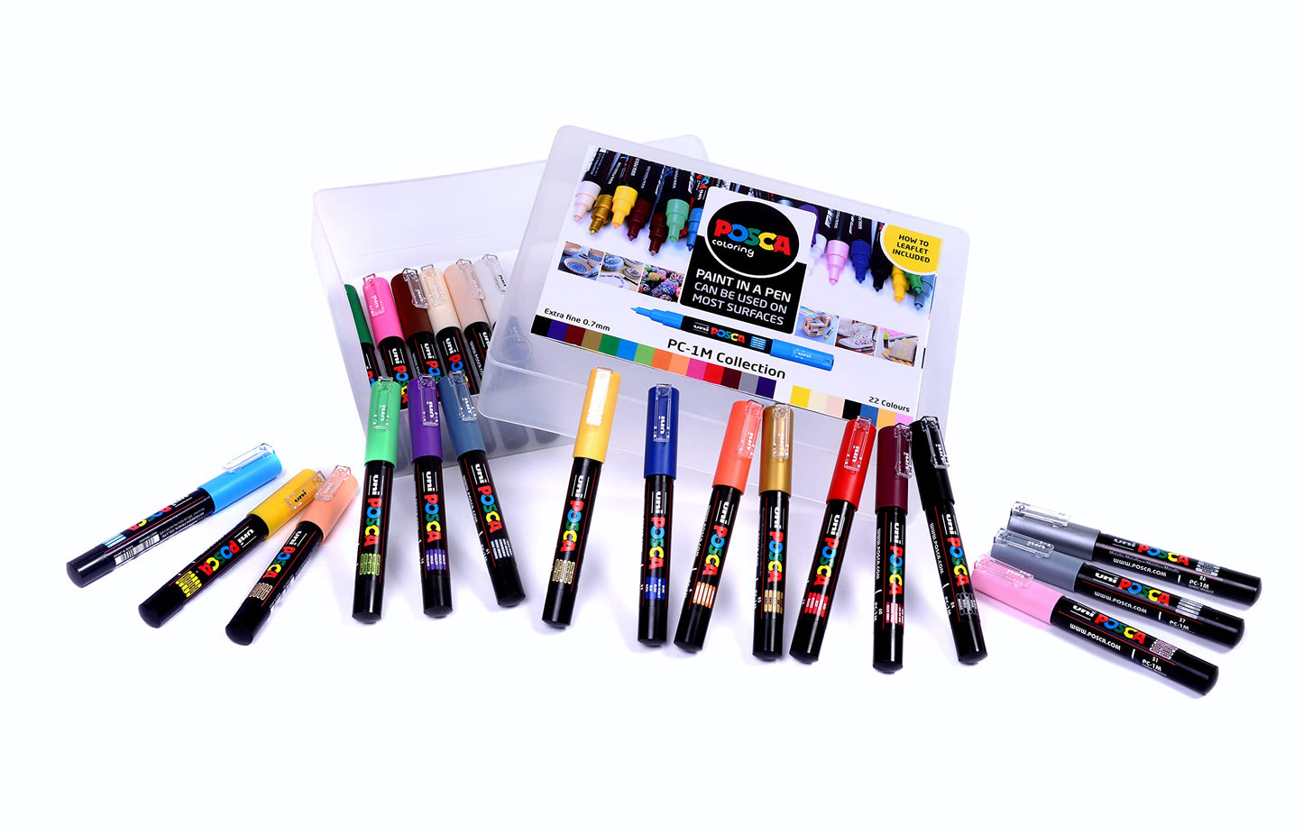 POSCA PC-1M Water Based Permanent Marker Paint Pens. Extra Fine Tip for Art & Crafts. Multi Surface Use On Wood Metal Paper Canvas Cardboard Glass Fabric Ceramic Rock Stone Pebble Porcelain. Set of 8