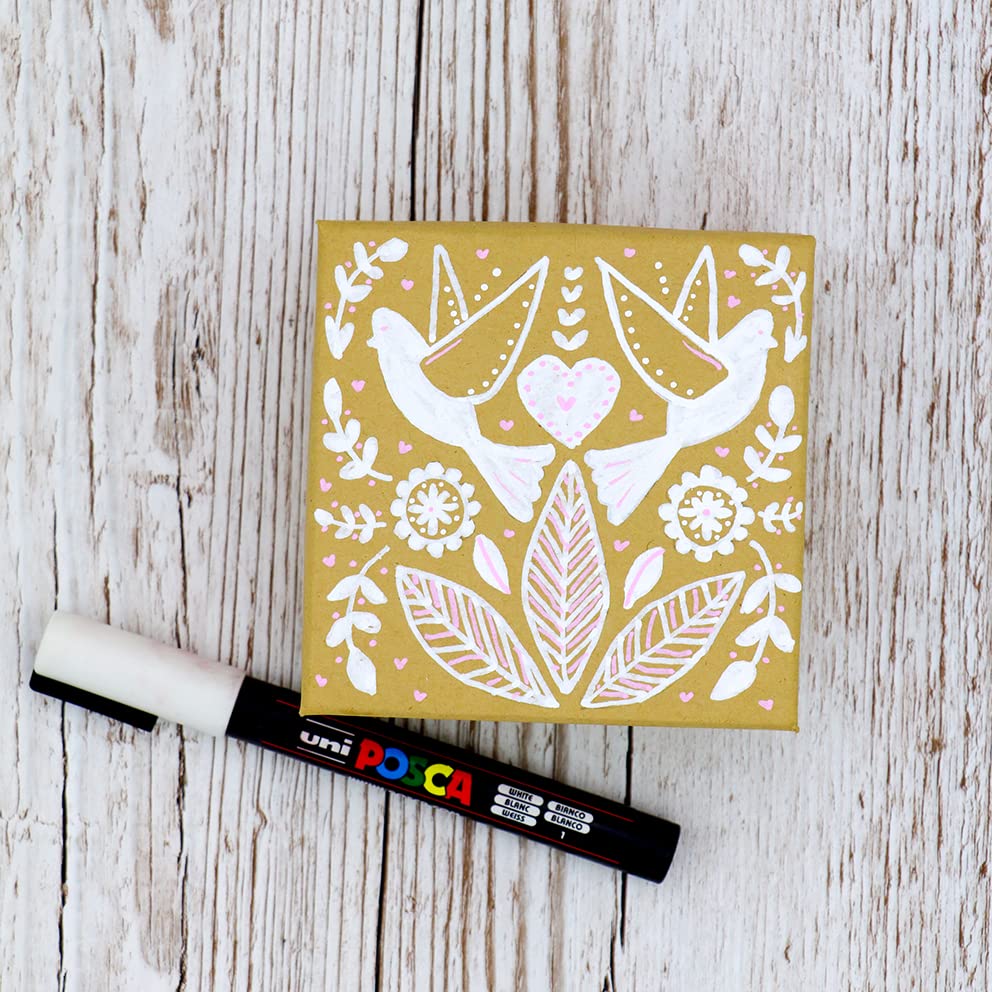 POSCA PC-1M Water Based Permanent Marker Paint Pens. Extra Fine Tip for Art & Crafts. Multi Surface Use On Wood Metal Paper Canvas Cardboard Glass Fabric Ceramic Rock Stone Pebble Porcelain. Set of 8