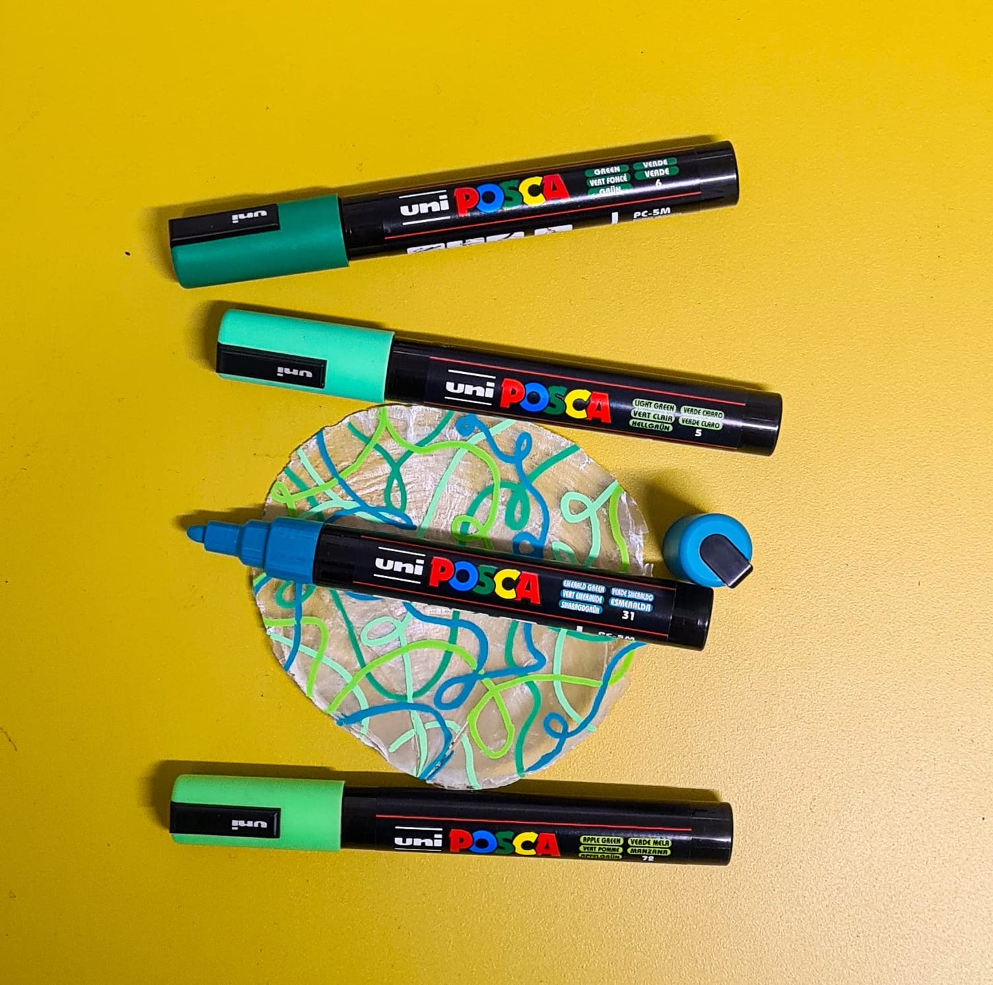 POSCA PC-1M Water Based Permanent Marker Paint Pens. Extra Fine Tip for Art & Crafts. Multi Surface Use On Wood Metal Paper Canvas Cardboard Glass Fabric Ceramic Rock Stone Pebble Porcelain. Set of 8