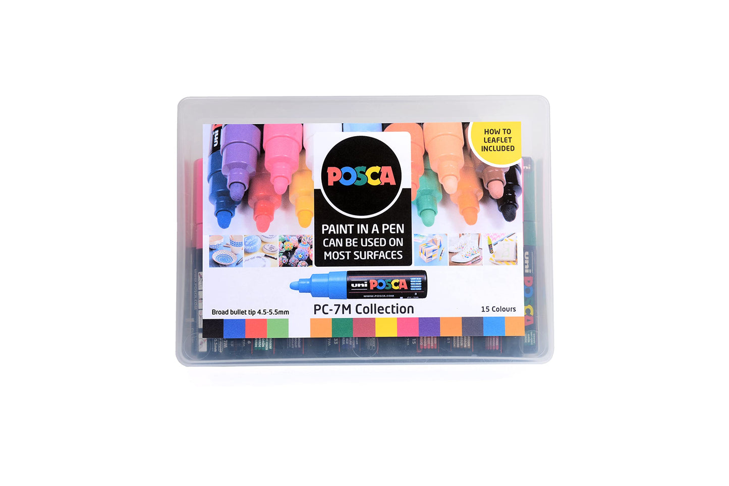 POSCA PC-1M Water Based Permanent Marker Paint Pens. Extra Fine Tip for Art & Crafts. Multi Surface Use On Wood Metal Paper Canvas Cardboard Glass Fabric Ceramic Rock Stone Pebble Porcelain. Set of 8