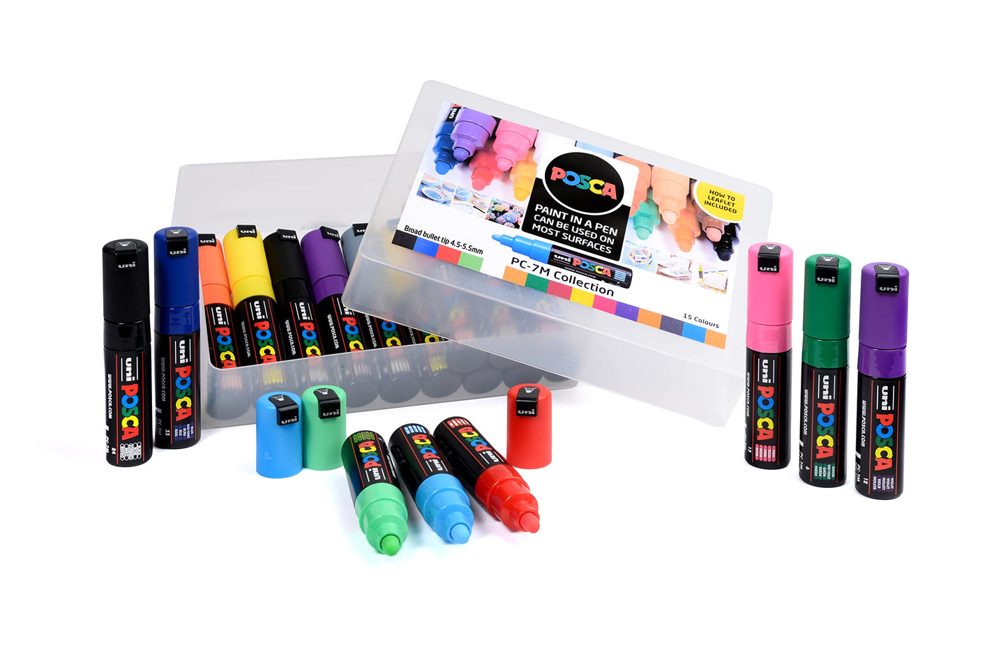 POSCA PC-1M Water Based Permanent Marker Paint Pens. Extra Fine Tip for Art & Crafts. Multi Surface Use On Wood Metal Paper Canvas Cardboard Glass Fabric Ceramic Rock Stone Pebble Porcelain. Set of 8