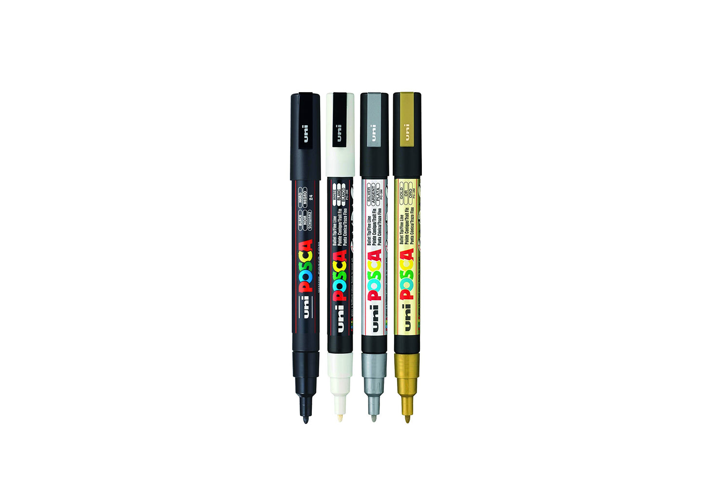 POSCA PC-1M Water Based Permanent Marker Paint Pens. Extra Fine Tip for Art & Crafts. Multi Surface Use On Wood Metal Paper Canvas Cardboard Glass Fabric Ceramic Rock Stone Pebble Porcelain. Set of 8