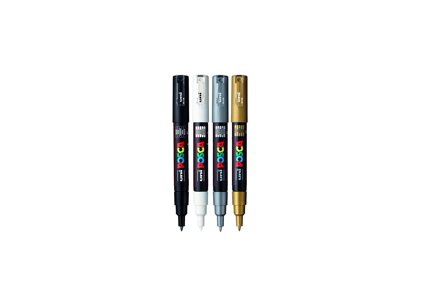 POSCA PC-1M Water Based Permanent Marker Paint Pens. Extra Fine Tip for Art & Crafts. Multi Surface Use On Wood Metal Paper Canvas Cardboard Glass Fabric Ceramic Rock Stone Pebble Porcelain. Set of 8
