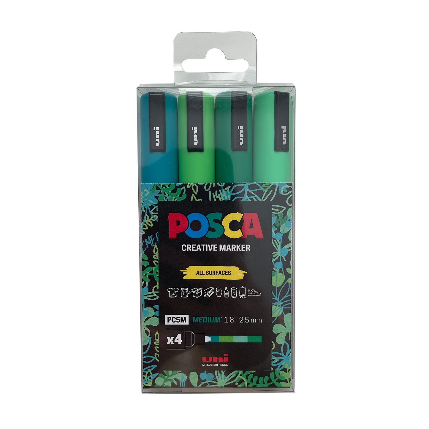POSCA PC-1M Water Based Permanent Marker Paint Pens. Extra Fine Tip for Art & Crafts. Multi Surface Use On Wood Metal Paper Canvas Cardboard Glass Fabric Ceramic Rock Stone Pebble Porcelain. Set of 8