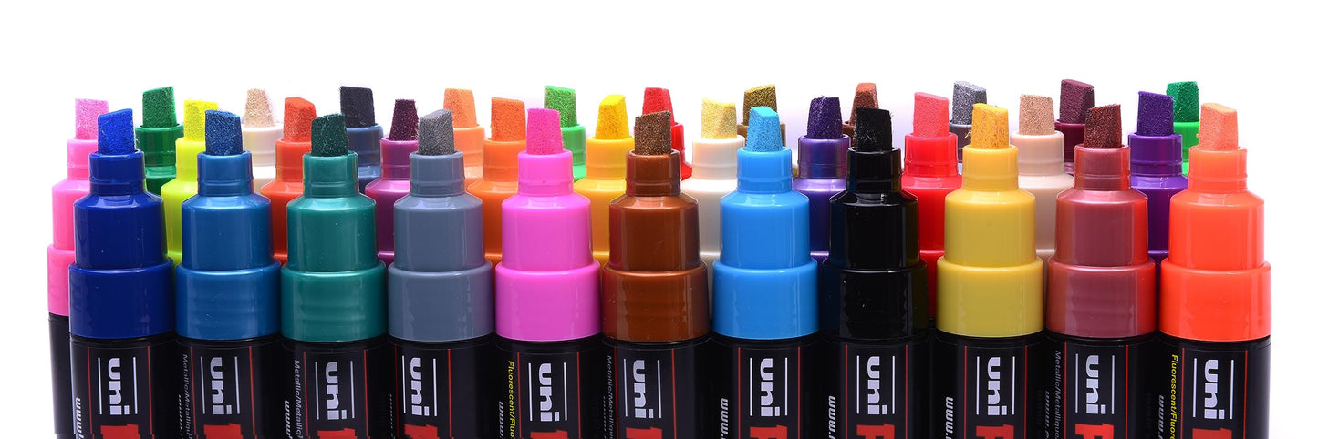 POSCA PC-1M Water Based Permanent Marker Paint Pens. Extra Fine Tip for Art & Crafts. Multi Surface Use On Wood Metal Paper Canvas Cardboard Glass Fabric Ceramic Rock Stone Pebble Porcelain. Set of 8