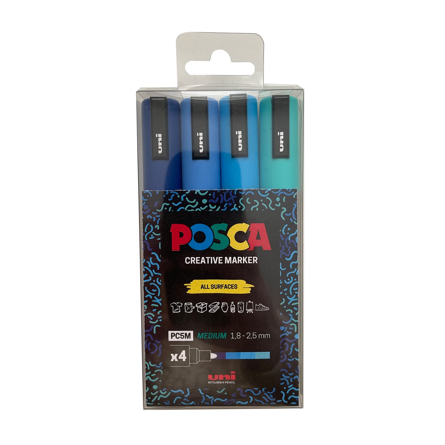 POSCA PC-1M Water Based Permanent Marker Paint Pens. Extra Fine Tip for Art & Crafts. Multi Surface Use On Wood Metal Paper Canvas Cardboard Glass Fabric Ceramic Rock Stone Pebble Porcelain. Set of 8