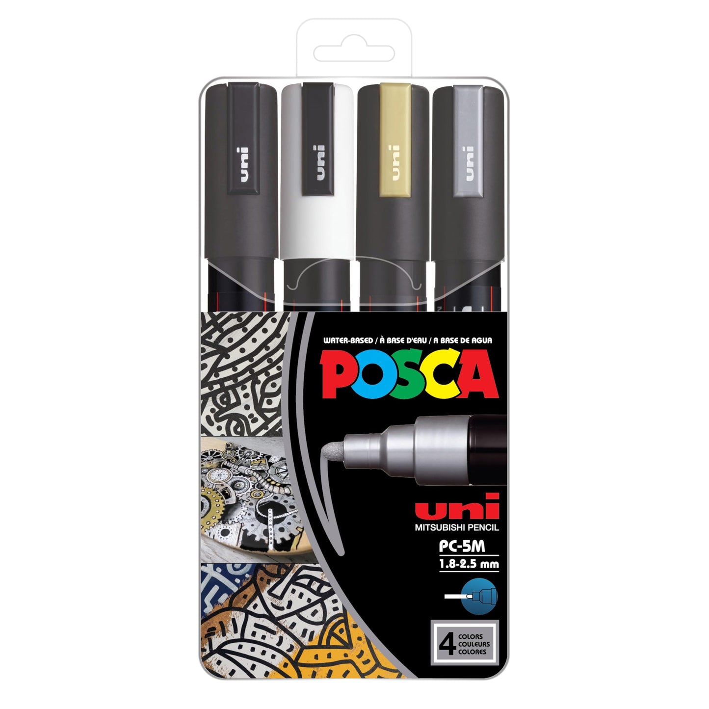 POSCA PC-1M Water Based Permanent Marker Paint Pens. Extra Fine Tip for Art & Crafts. Multi Surface Use On Wood Metal Paper Canvas Cardboard Glass Fabric Ceramic Rock Stone Pebble Porcelain. Set of 8