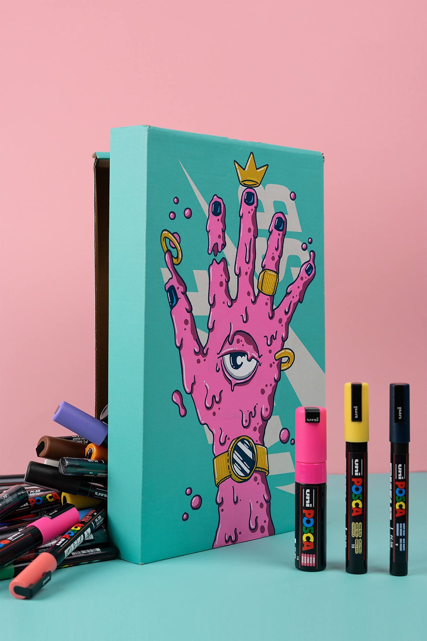 POSCA PC-1M Water Based Permanent Marker Paint Pens. Extra Fine Tip for Art & Crafts. Multi Surface Use On Wood Metal Paper Canvas Cardboard Glass Fabric Ceramic Rock Stone Pebble Porcelain. Set of 8