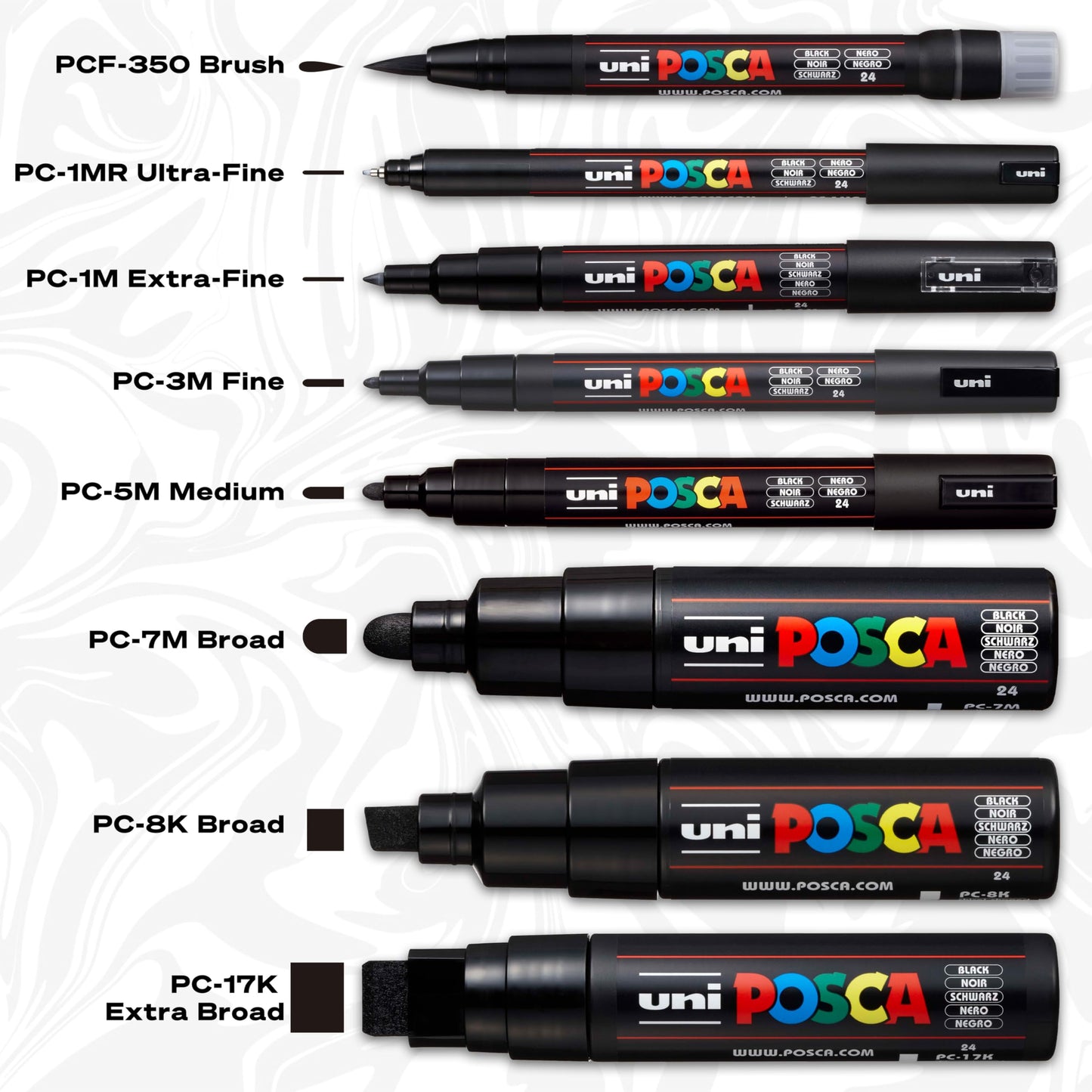 POSCA PC-1M Water Based Permanent Marker Paint Pens. Extra Fine Tip for Art & Crafts. Multi Surface Use On Wood Metal Paper Canvas Cardboard Glass Fabric Ceramic Rock Stone Pebble Porcelain. Set of 8