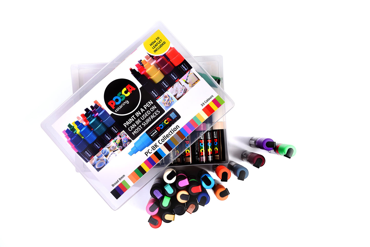 POSCA PC-1M Water Based Permanent Marker Paint Pens. Extra Fine Tip for Art & Crafts. Multi Surface Use On Wood Metal Paper Canvas Cardboard Glass Fabric Ceramic Rock Stone Pebble Porcelain. Set of 8