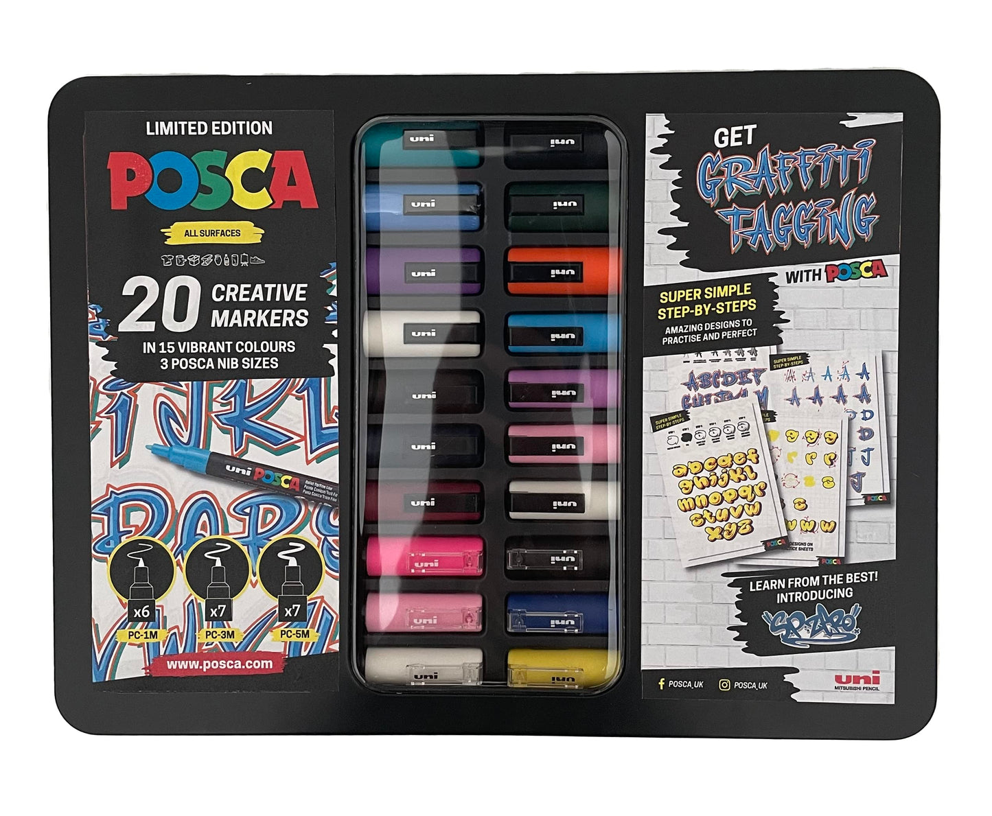 POSCA PC-1M Water Based Permanent Marker Paint Pens. Extra Fine Tip for Art & Crafts. Multi Surface Use On Wood Metal Paper Canvas Cardboard Glass Fabric Ceramic Rock Stone Pebble Porcelain. Set of 8