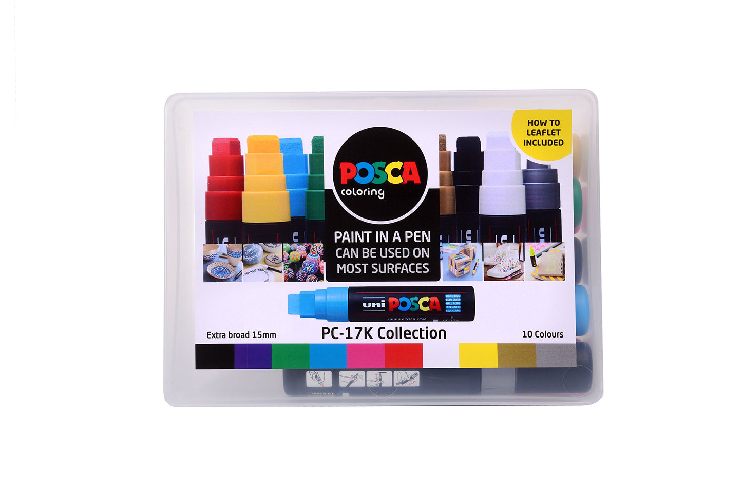 POSCA PC-1M Water Based Permanent Marker Paint Pens. Extra Fine Tip for Art & Crafts. Multi Surface Use On Wood Metal Paper Canvas Cardboard Glass Fabric Ceramic Rock Stone Pebble Porcelain. Set of 8