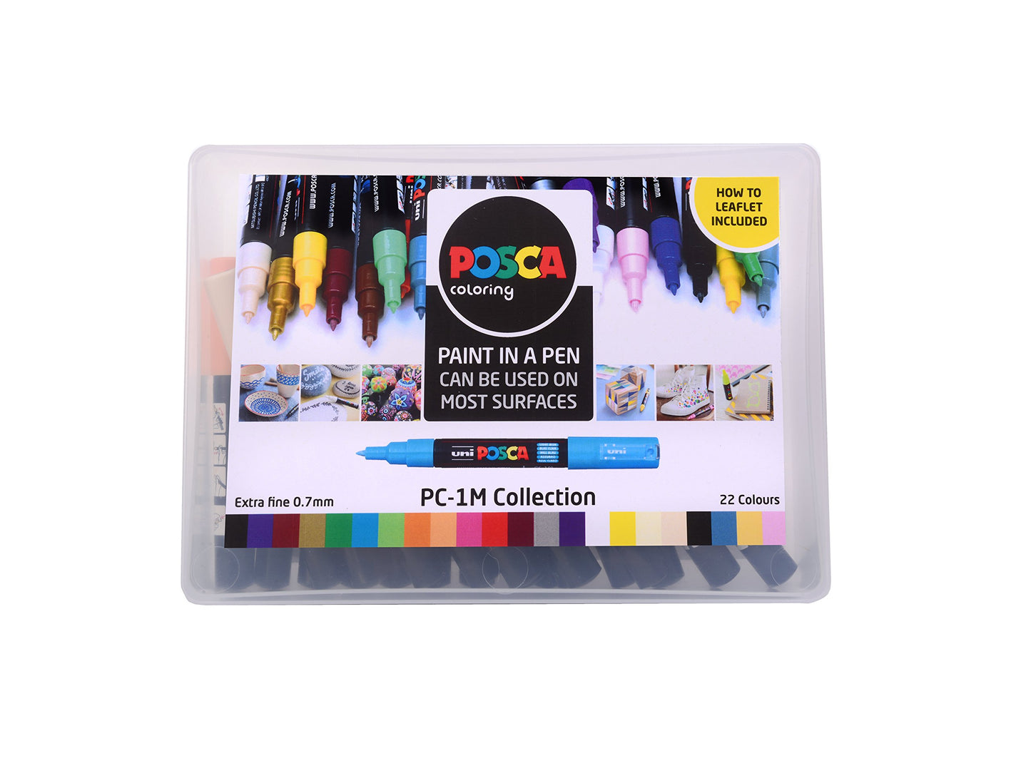 POSCA PC-1M Water Based Permanent Marker Paint Pens. Extra Fine Tip for Art & Crafts. Multi Surface Use On Wood Metal Paper Canvas Cardboard Glass Fabric Ceramic Rock Stone Pebble Porcelain. Set of 8