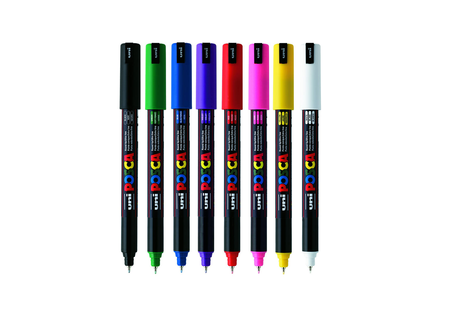 POSCA PC-1M Water Based Permanent Marker Paint Pens. Extra Fine Tip for Art & Crafts. Multi Surface Use On Wood Metal Paper Canvas Cardboard Glass Fabric Ceramic Rock Stone Pebble Porcelain. Set of 8