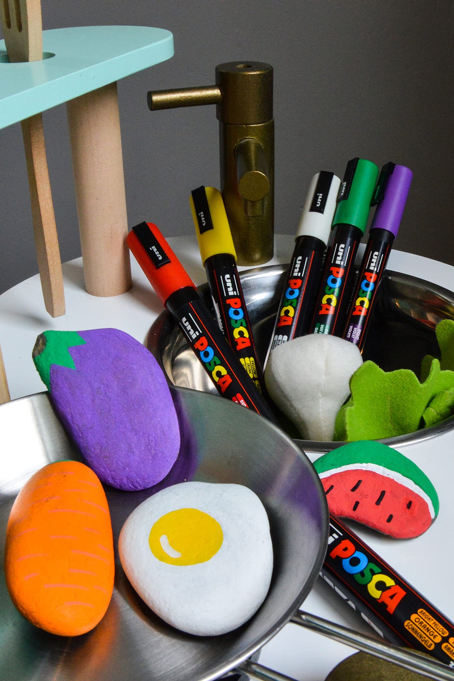 POSCA PC-1M Water Based Permanent Marker Paint Pens. Extra Fine Tip for Art & Crafts. Multi Surface Use On Wood Metal Paper Canvas Cardboard Glass Fabric Ceramic Rock Stone Pebble Porcelain. Set of 8
