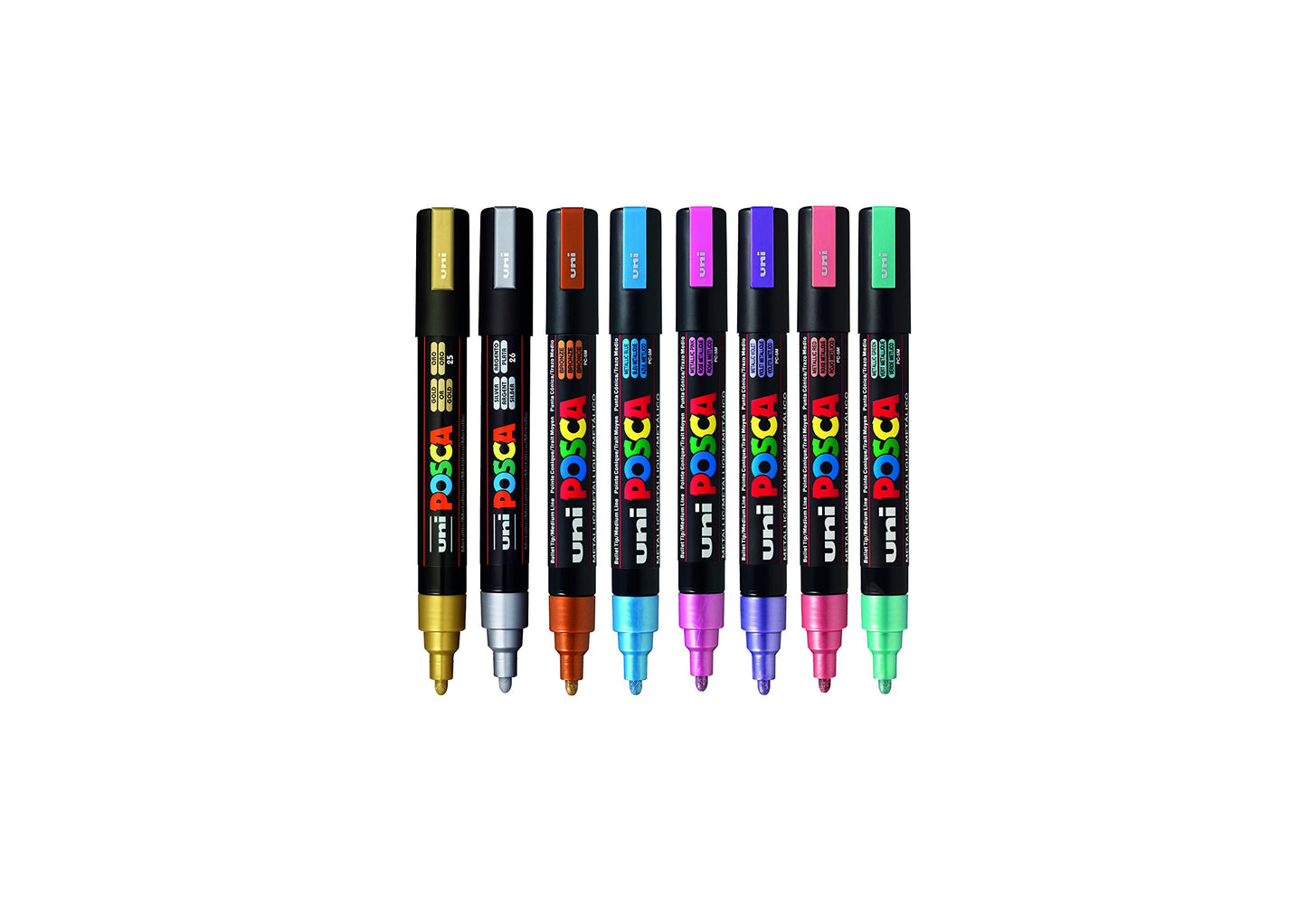 POSCA PC-1M Water Based Permanent Marker Paint Pens. Extra Fine Tip for Art & Crafts. Multi Surface Use On Wood Metal Paper Canvas Cardboard Glass Fabric Ceramic Rock Stone Pebble Porcelain. Set of 8