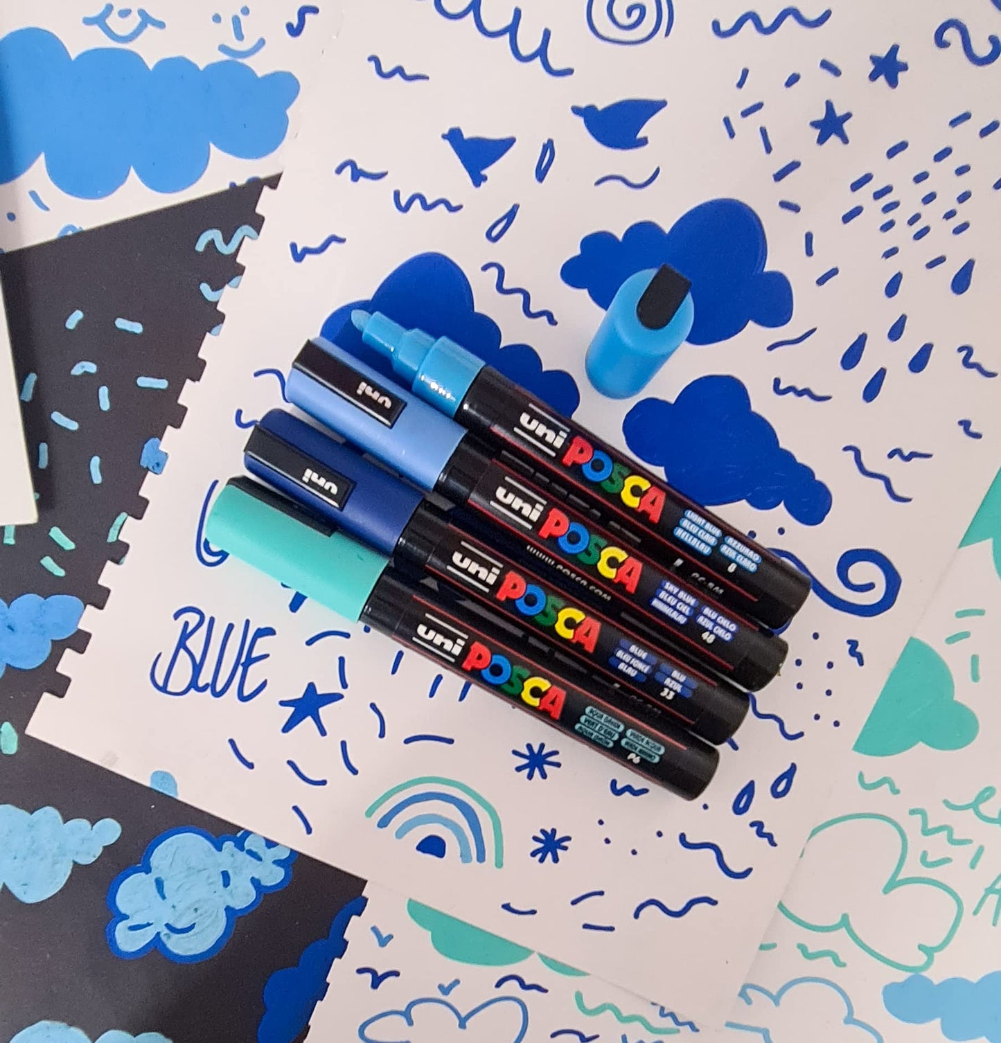 POSCA PC-1M Water Based Permanent Marker Paint Pens. Extra Fine Tip for Art & Crafts. Multi Surface Use On Wood Metal Paper Canvas Cardboard Glass Fabric Ceramic Rock Stone Pebble Porcelain. Set of 8