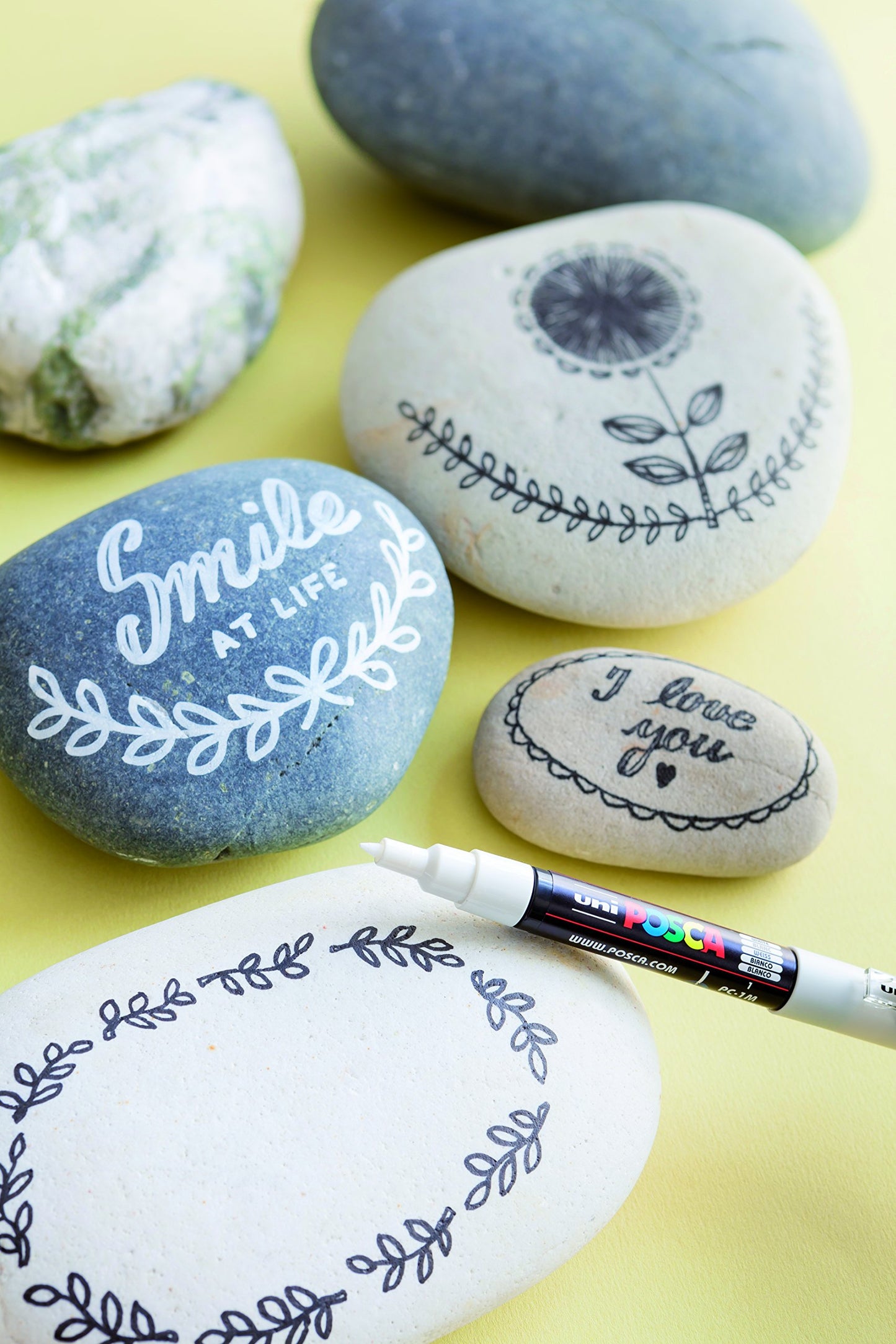 POSCA PC-1M Water Based Permanent Marker Paint Pens. Extra Fine Tip for Art & Crafts. Multi Surface Use On Wood Metal Paper Canvas Cardboard Glass Fabric Ceramic Rock Stone Pebble Porcelain. Set of 8