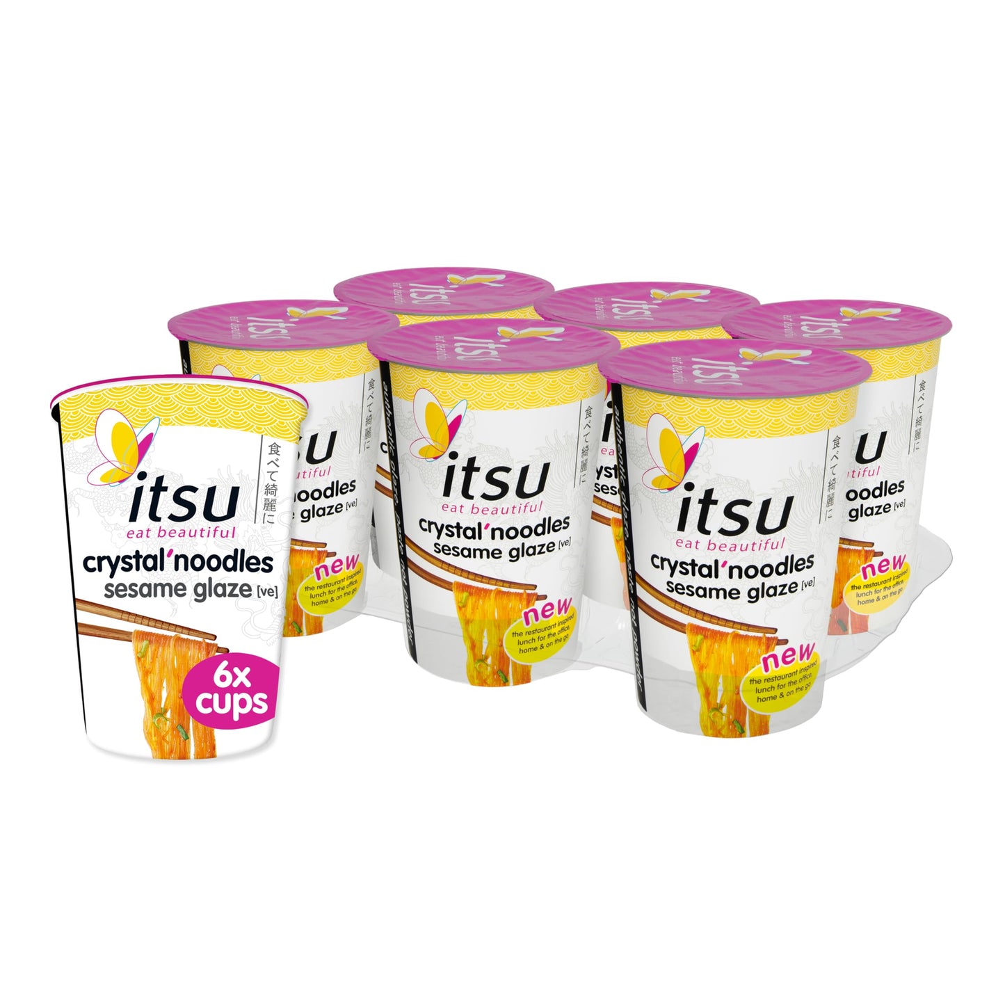 Itsu Chilli Miso Flavour Rice Noodles | Instant Rice Noodles Multipack Cup | 1 Count (Pack of 6) | Gluten - Free