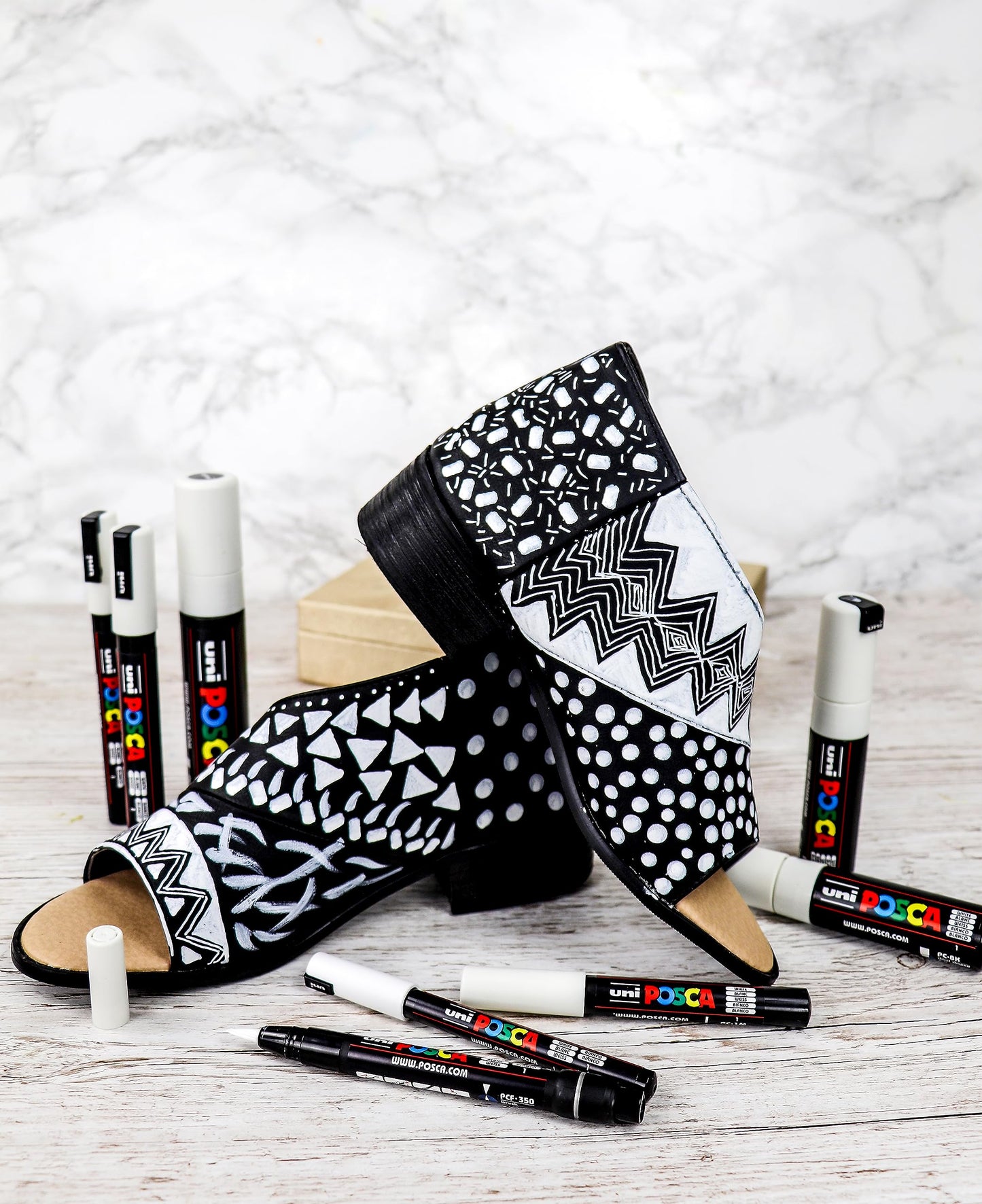 POSCA PC-1M Water Based Permanent Marker Paint Pens. Extra Fine Tip for Art & Crafts. Multi Surface Use On Wood Metal Paper Canvas Cardboard Glass Fabric Ceramic Rock Stone Pebble Porcelain. Set of 8