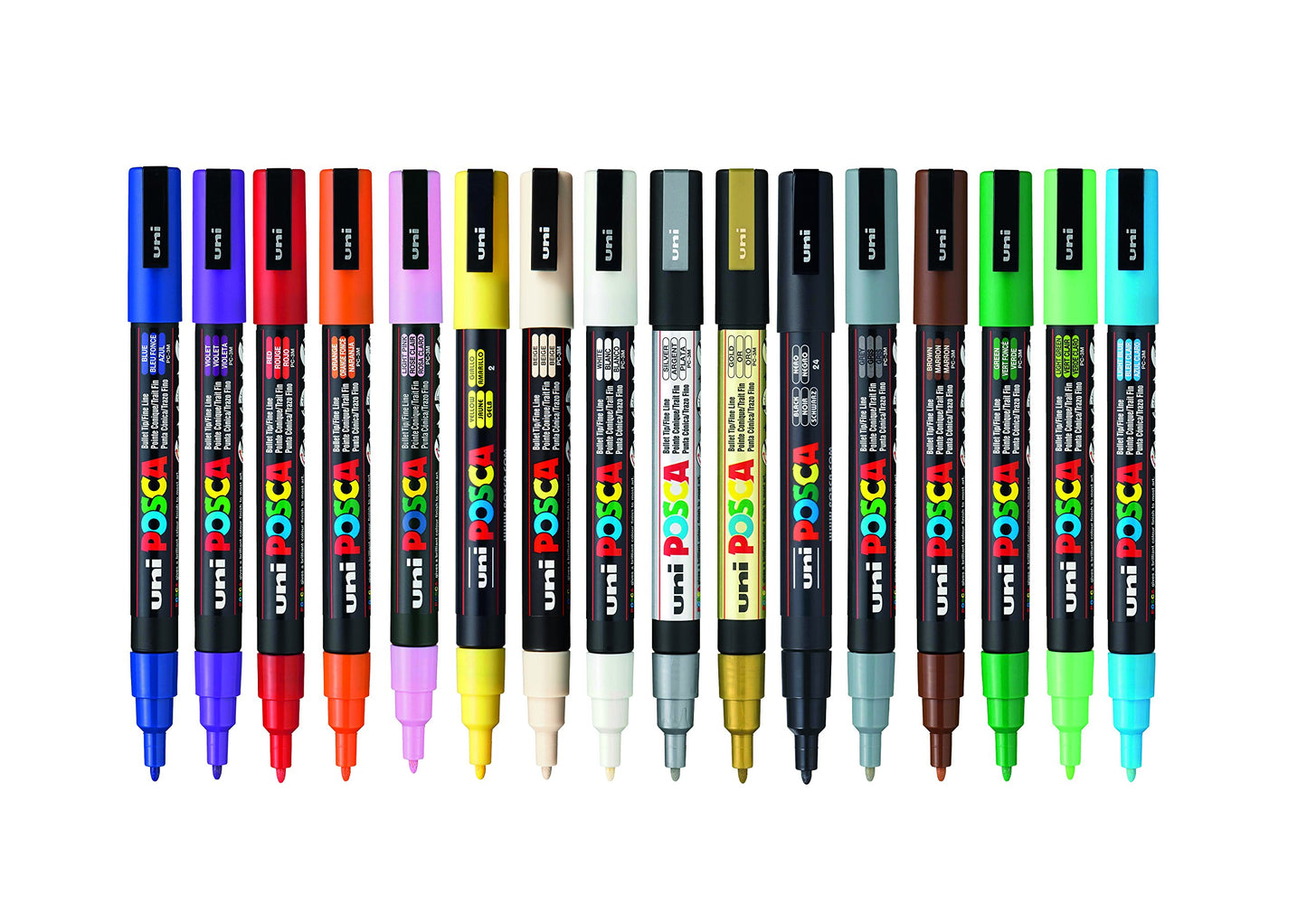 POSCA PC-1M Water Based Permanent Marker Paint Pens. Extra Fine Tip for Art & Crafts. Multi Surface Use On Wood Metal Paper Canvas Cardboard Glass Fabric Ceramic Rock Stone Pebble Porcelain. Set of 8