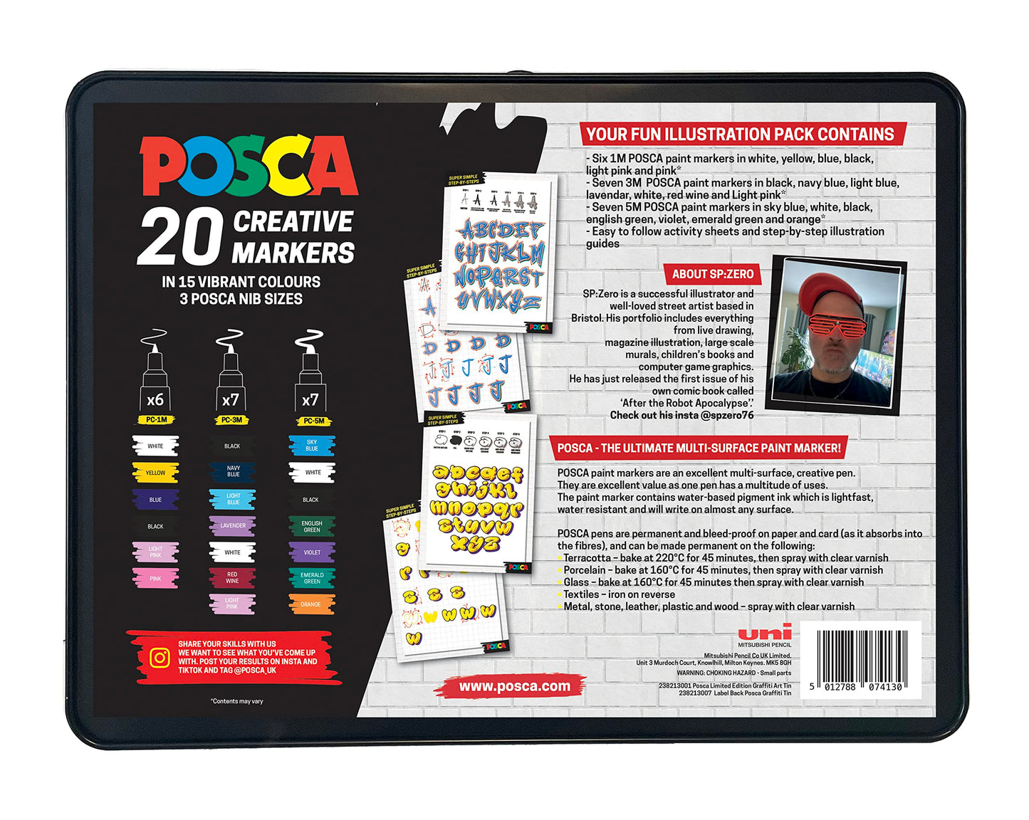 POSCA PC-1M Water Based Permanent Marker Paint Pens. Extra Fine Tip for Art & Crafts. Multi Surface Use On Wood Metal Paper Canvas Cardboard Glass Fabric Ceramic Rock Stone Pebble Porcelain. Set of 8