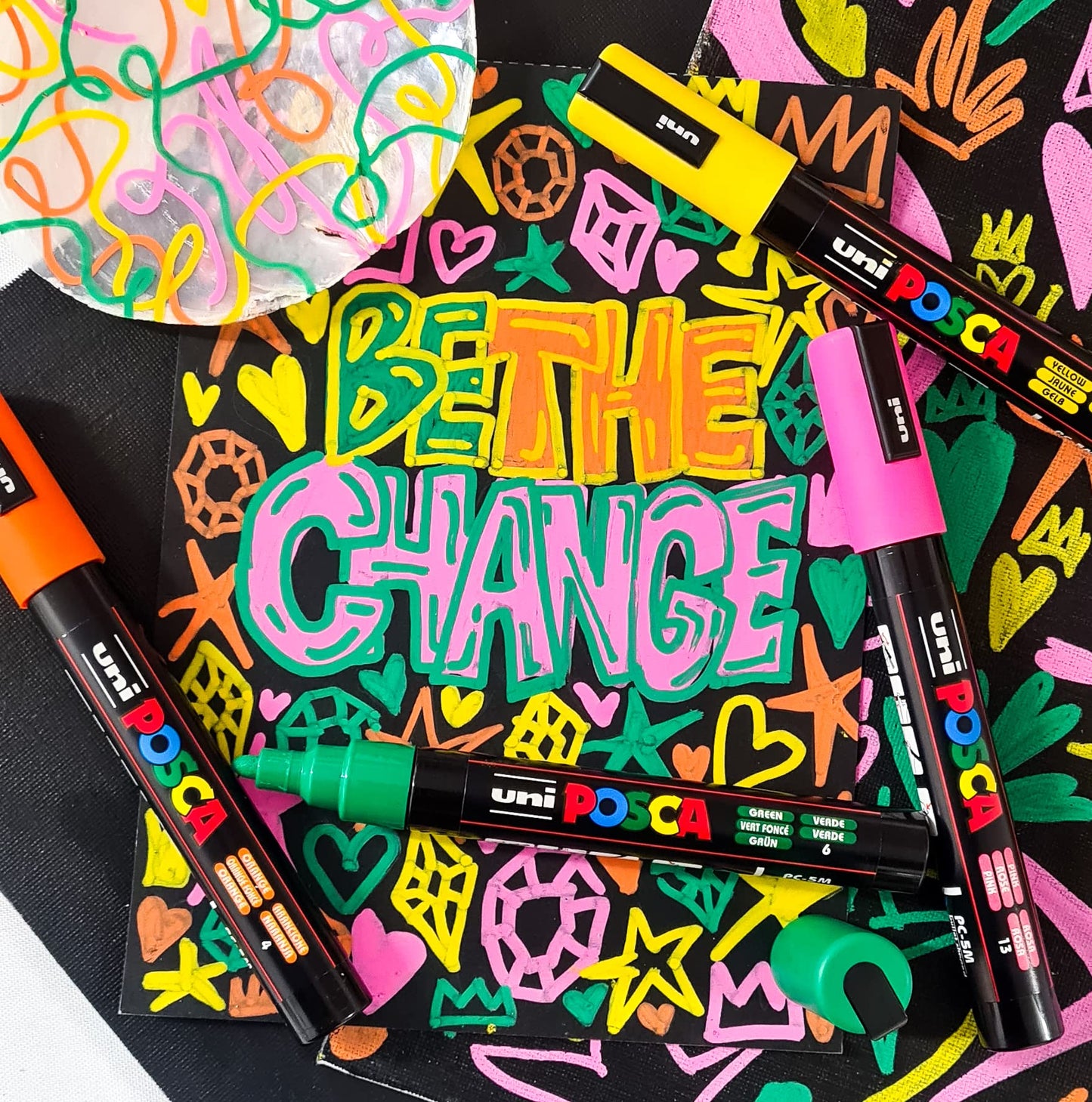 POSCA PC-1M Water Based Permanent Marker Paint Pens. Extra Fine Tip for Art & Crafts. Multi Surface Use On Wood Metal Paper Canvas Cardboard Glass Fabric Ceramic Rock Stone Pebble Porcelain. Set of 8