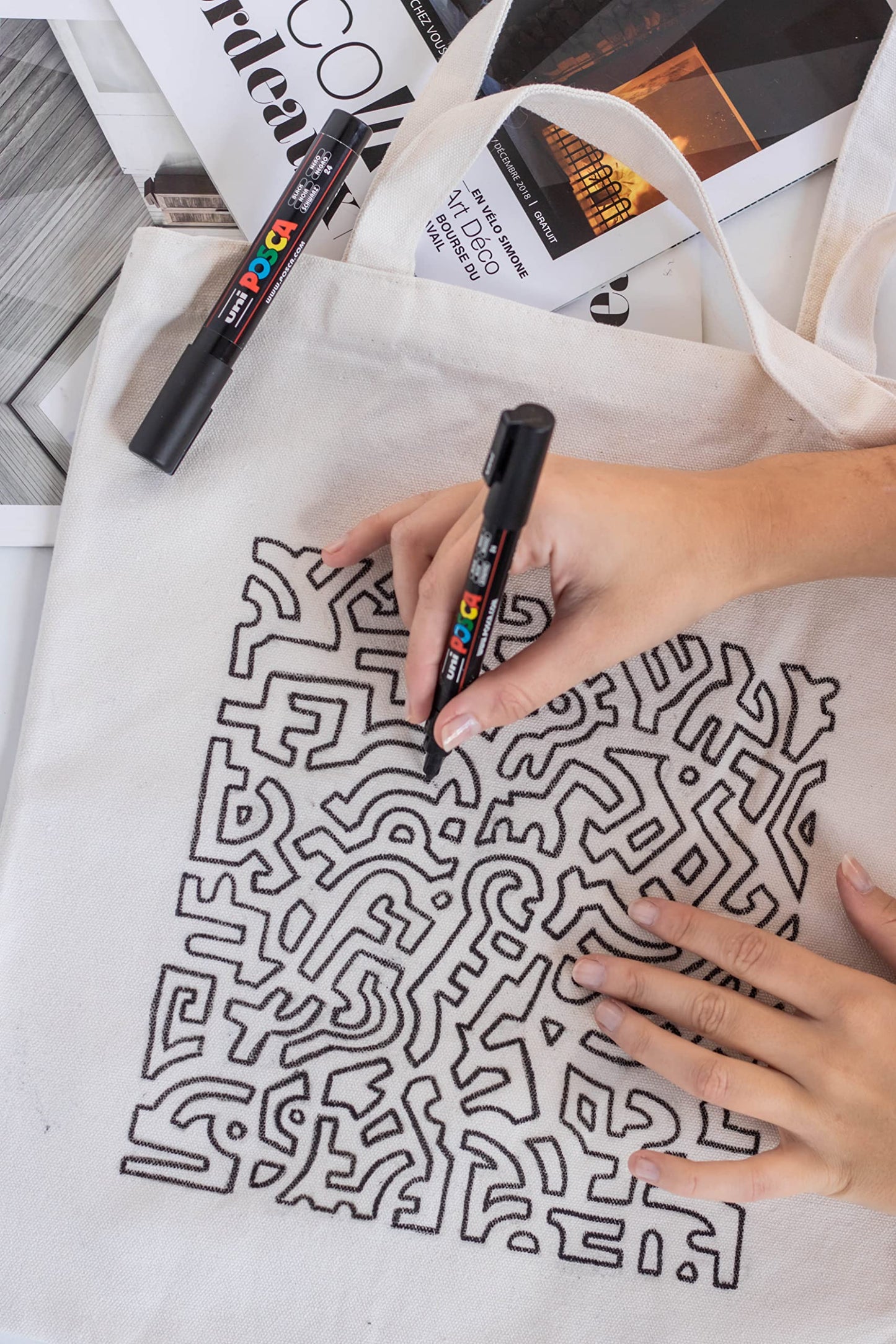 POSCA PC-1M Water Based Permanent Marker Paint Pens. Extra Fine Tip for Art & Crafts. Multi Surface Use On Wood Metal Paper Canvas Cardboard Glass Fabric Ceramic Rock Stone Pebble Porcelain. Set of 8