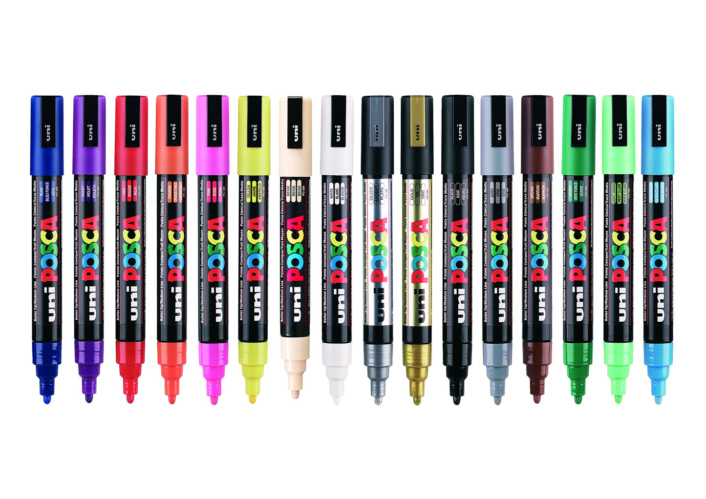 POSCA PC-1M Water Based Permanent Marker Paint Pens. Extra Fine Tip for Art & Crafts. Multi Surface Use On Wood Metal Paper Canvas Cardboard Glass Fabric Ceramic Rock Stone Pebble Porcelain. Set of 8
